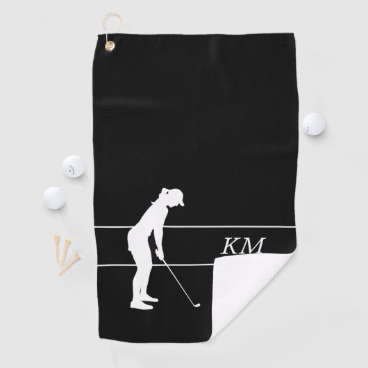 Monogram White Silhouette Golfer Golfer Golf Handt Golfhandtuch (Insitu)