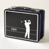 Monogram, White Silhouette Golfer Metall Brotdose (Rückseite)