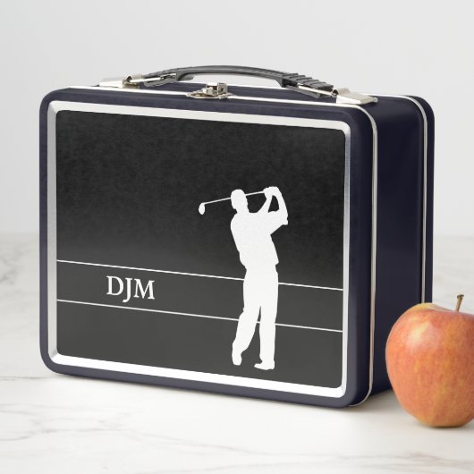 Monogram, White Silhouette Golfer Metall Brotdose (Beispiel)