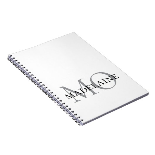 Monogram White Silver Color Personal Notizblock (Rechte Seite)