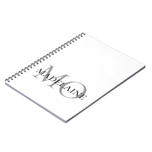 Monogram White Silver Color Personal Notizblock (Linke Seite)