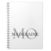 Monogram White Silver Color Personal Notizblock (Vorderseite)