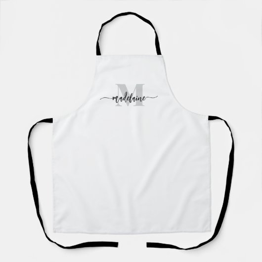 Monogram White Silver Personal Schürze (Vorderseite)