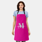 Monogram White Silver Pink Personal Schürze (Getragen)