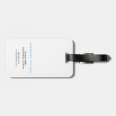 Monogram White Sky Blue Modern Minimalistisch Init Gepäckanhänger (Rückseite horizontal)
