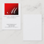 Monogram White Strip Chubby Business Card Visitenkarte (Vorne/Hinten)