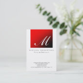 Monogram White Strip Chubby Business Card Visitenkarte (Stehend Vorderseite)