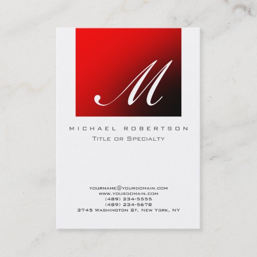 Monogram White Strip Chubby Business Card Visitenkarte (Vorderseite)