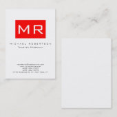 Monogram White Strip Chubby Business Card Visitenkarte (Vorne/Hinten)