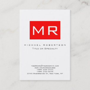 Monogram White Strip Chubby Business Card Visitenkarte