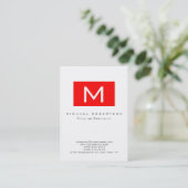Monogram White Strip Chubby Business Card Visitenkarte (Stehend Vorderseite)
