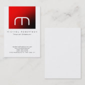 Monogram White Strip Chubby Business Card Visitenkarte (Vorne/Hinten)