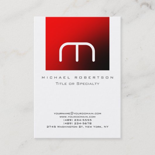 Monogram White Strip Chubby Business Card Visitenkarte (Vorderseite)