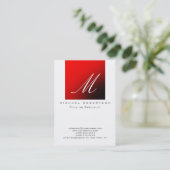 Monogram White Strip Chubby Business Card Visitenkarte (Stehend Vorderseite)
