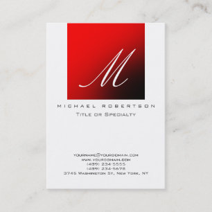 Monogram White Strip Chubby Business Card Visitenkarte