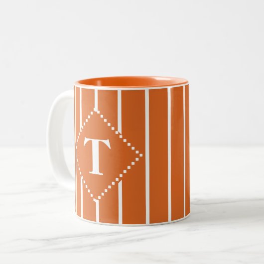 Monogram, White Stripes Tasse Orange (Vorderseite Links)