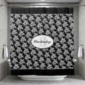 Monogram White Tribal Turtle Pattern Over Black Duschvorhang
