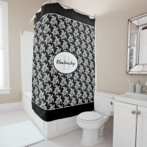Monogram White Tribal Turtle Pattern Over Black