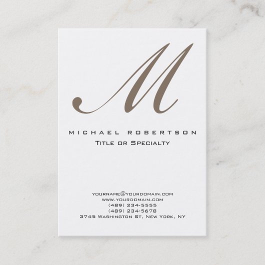 Monogram White Unique Chubby Business Card Visitenkarte (Vorderseite)