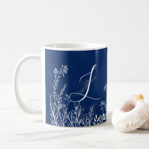 Monogram White Wildblume Doodles Kaffeemaschine Ta Kaffeetasse