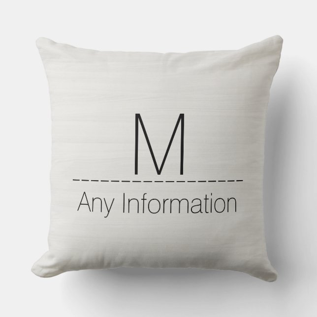 Monogram White Wood Grain Texture Kissen (Vorderseite)