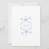 Monogram Wildblume Periwinkle Probe Dinner Einladung (Rückseite)