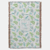Monogram Wildblumen Blau-Grüne Hochzeitdekor Decke (Vorderseite Vertikal)