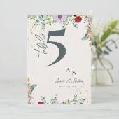 Monogram Wildblumen Floral Wedding Tischnummer (Stehend Vorderseite)
