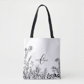 Monogram Wilde Blume Doodles Tasche (Vorderseite)