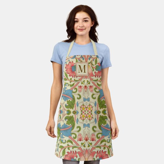 Monogram William Morris Botanisches Muster Schürze (Getragen)