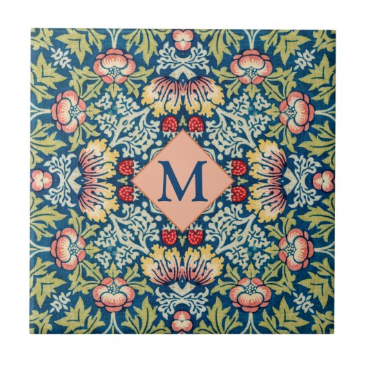 Monogram William Morris Geometric Pattern Fliese (Vorderseite)