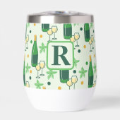 Monogram Wine Chardonnay Flaschen Glasses Floral (Vorderseite)