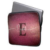 Monogram Wine Red Glitzer Girly Glam Laptopschutzhülle (Vorderseite Links)