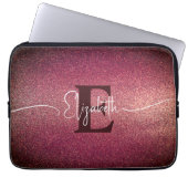 Monogram Wine Red Glitzer Girly Glam Laptopschutzhülle (Vorderseite)