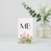 Monogram Wine | Sukkuläre Blume Visitenkarte (Stehend Vorderseite)
