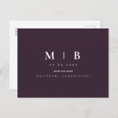 Monogram Wine Wedding Save the Date Announction Postkarte (Vorne/Hinten)