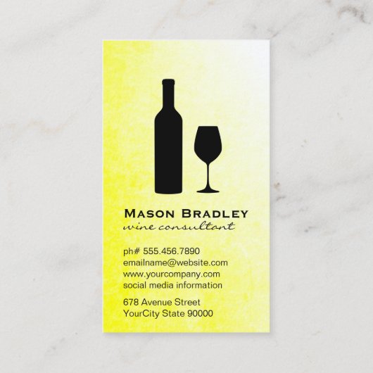 Monogram Wine Yellow Visitenkarte (Rückseite)