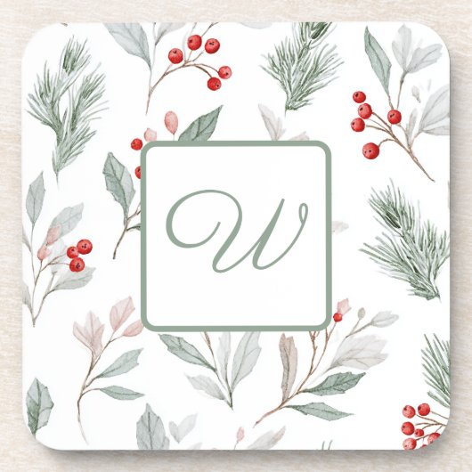 Monogram Winter Botanical Drink Coaster Getränkeuntersetzer (Vorderseite)