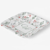 Monogram Winter Foliage Holiday Pappteller (Gewinkelt)