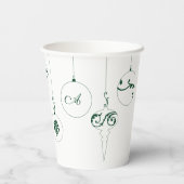 Monogram Winter Green Bauble Ornamente Pappbecher (Rückseite)
