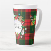 Monogram Winter Holiday Christmas Scottish Pattern Milchtasse (Rechte Ecke)