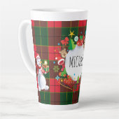 Monogram Winter Holiday Christmas Scottish Pattern Milchtasse (Linke Ecke)
