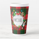 Monogram Winter Holiday Christmas Scottish Pattern Milchtasse (Vorderseite)