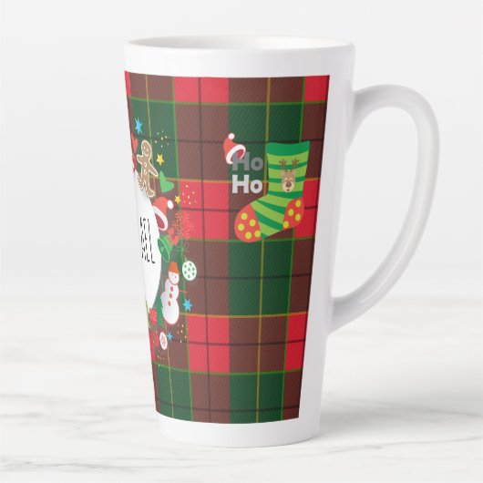 Monogram Winter Holiday Christmas Scottish Pattern Milchtasse (Rechts)