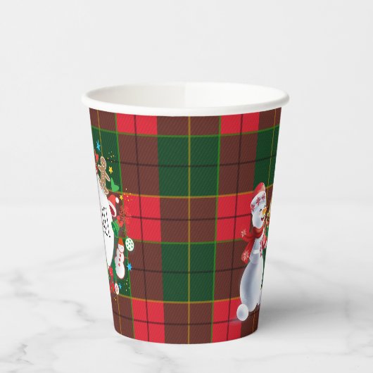 Monogram Winter Holiday Christmas Scottish Pattern Pappbecher (Links)