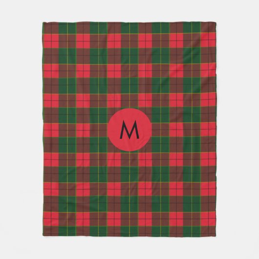 Monogram Winter Holiday Tartan pattern Scottish Fleecedecke (Vorderseite)