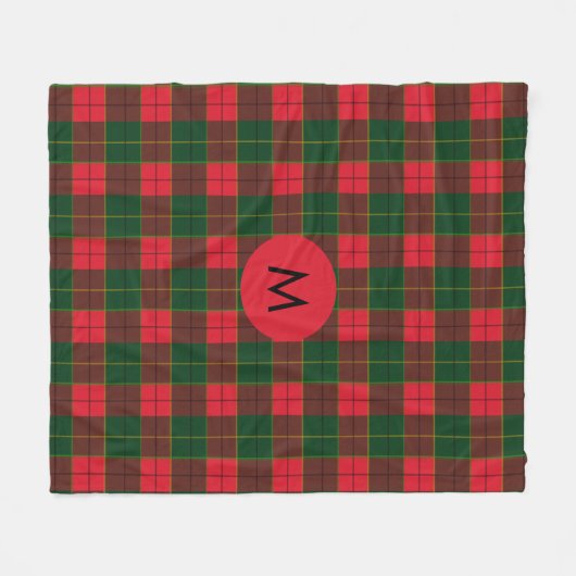Monogram Winter Holiday Tartan pattern Scottish Fleecedecke (Vorderseite (Horizontal))