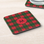 Monogram Winter Holiday Tartan pattern Scottish Getränkeuntersetzer (Linke Seite)