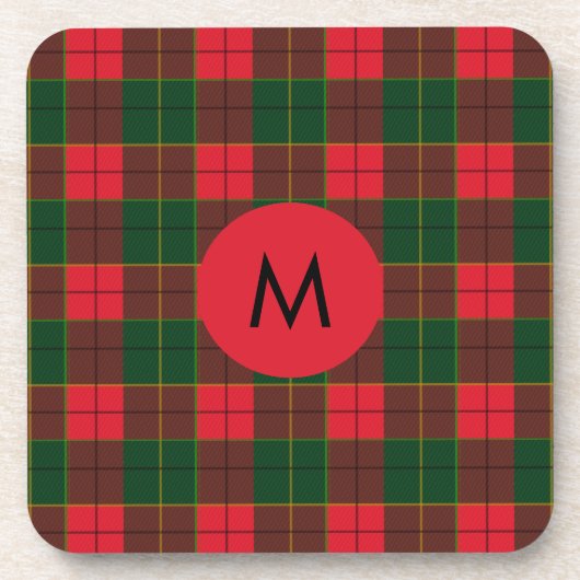 Monogram Winter Holiday Tartan pattern Scottish Getränkeuntersetzer (Vorderseite)
