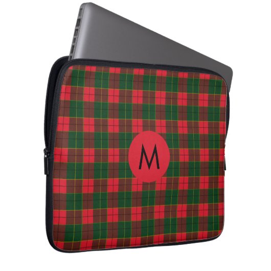 Monogram Winter Holiday Tartan pattern Scottish Laptopschutzhülle (Vorne Rechts)